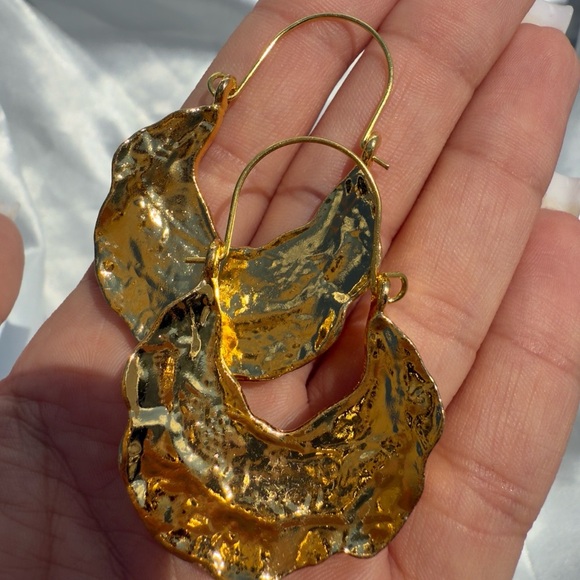 Zara Gold Crescent Hoop Earrings - Picture 11 of 11